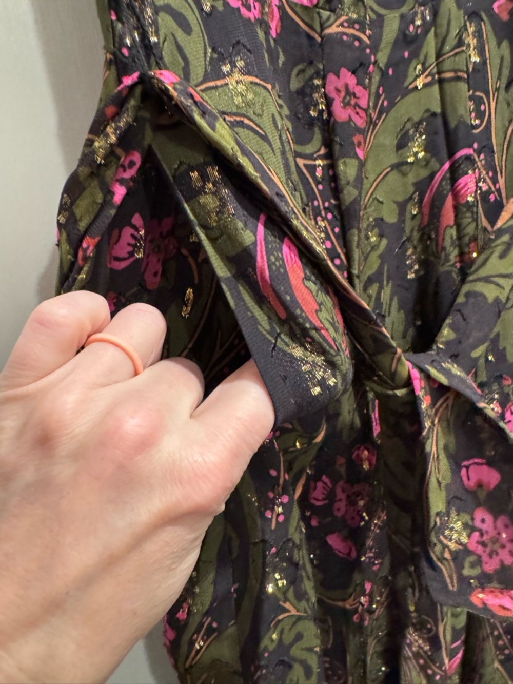 Anthropologie Ett Twa Metallic Floral Brenda Jumpsuit Green Wedding Guest Party - Picture 11 of 16